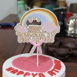 1 pcs Happy birthday rainbow theme cake topper