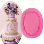 Oval frame floral decoration silicone mould
