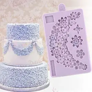 Curved detailed Flower boarder silicone mould