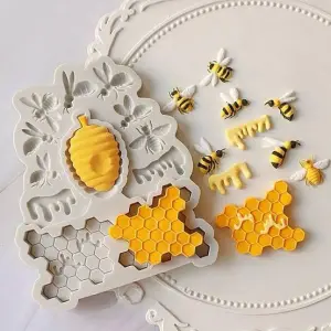 Honey bee Honey comb Texture silicone mould Style 2