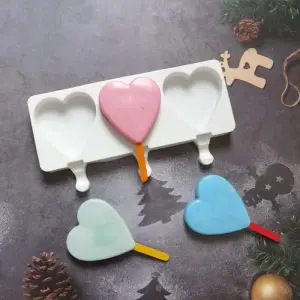 3 cavity heart shape Silicone Cakesicle Mould
