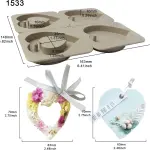 4 Cavity Heart Shape Silicone Mould with Hole for Fondant, Chocolate, Candle & Soap
