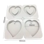 4 Cavity Heart Shape Silicone Mould with Hole for Fondant, Chocolate, Candle & Soap