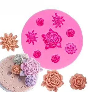 8 Cavity Rose Flower Assorted Silicone Mould for Fondant & Chocolate