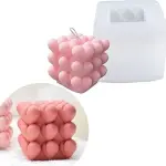 Cubic Love Heart Bubble Silicone Candle Mould