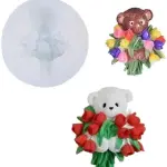 Teddy Bear Holding Flower Silicone Fondant Mould
