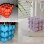 Cubic Love Heart Bubble Silicone Candle Mould