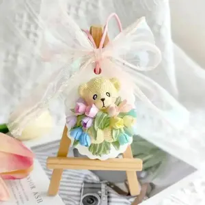 Teddy Bear Holding Flower Silicone Fondant Mould