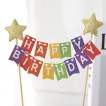 Colorful paper banner Birthday Cake Topper