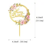 Happy Birthday Cake Toppers Gold Flower Acrylic Cake Acrylic Cupcake Topper For Various Birthday