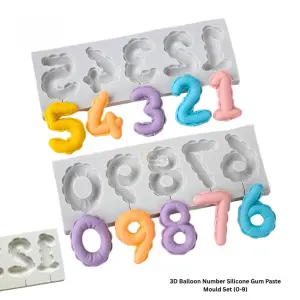 3D Balloon Number Silicone Gum Paste Mould Set (0-9)