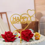 Heart Shaped Gold Color Birthday Cake Toppers