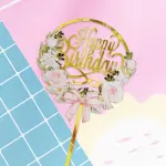 Printed Flower bow garland happy birthday cake topper