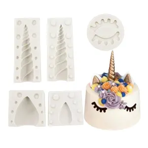1 set of eye,horns ,ears unicorn fondant silicone mould set