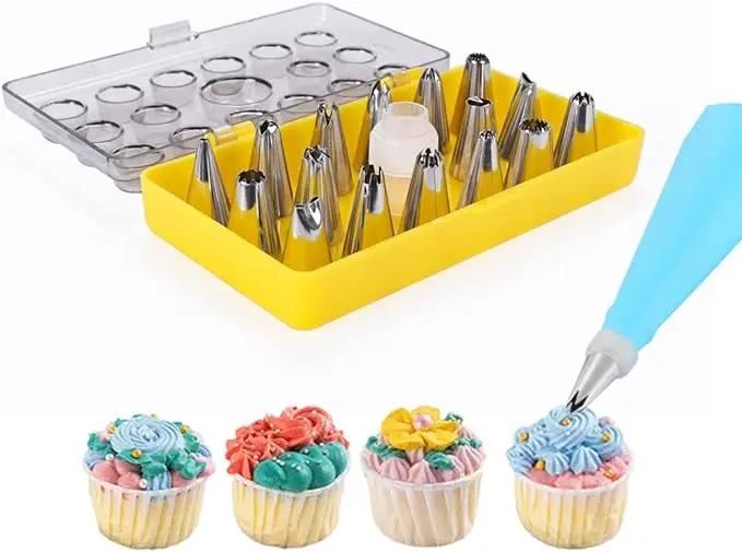 Cake Decorating Tips,Piping Tips,Pastry Tips,Cake Piping Set,Piping Nozzles,Cake Decorating Supplies with Tip Coupler,Cake Decorating Tools for Cookie Icing,Cake,Cupcake,18 Pack