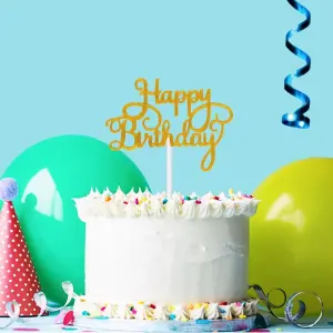 2 pcs Happy Birthday Paper Cake topper