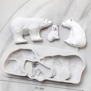 3 cavity Polar bear family silicone mould