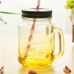 1 pcs Glass Mason Jars With Straw