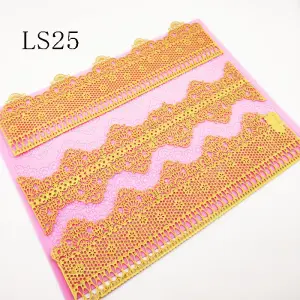 3 line Silicone Embossing Sugar Lace Mould Gum Paste Fondant Icing Cake Decoration Mat style 3