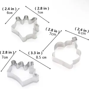 3 pcs princess crown shaped cookie cutter set
