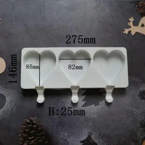 3 cavity heart shape Silicone Cakesicle Mould