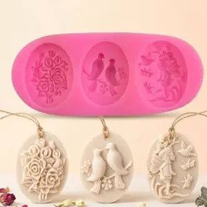 3 cavity Bird Cameo theme silicone mould