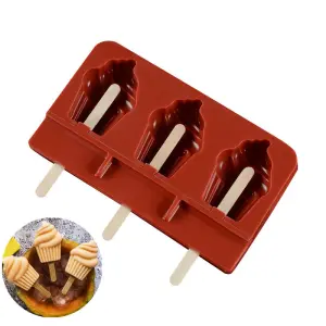 3 Cavity Ice Cream Shape Silicone Cakesicle Mould