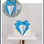 2 pcs Father shirt tie with 3d buttons cake topper set