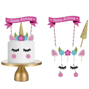 1 set Unicorn theme cake topper set