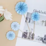 4 pcs Paper Fan Decor Cake Topper