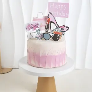 Girls makeup theme Lipstick & High Heel Decor Cake Topper