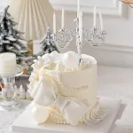 1set Vintage Candle Holder With Candles For Birthday Cake Baking Decoration