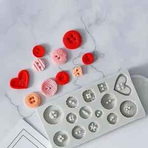 1pc Assorted Heart Shaped Button Silicone Mould