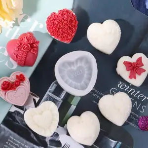 1pc Heart-shaped Rose Mousse Cake Silicone Mold For Valentine's Day,Wedding,Lover Gift,Aroma Plaster,Soap Grinding Tool,Better Offer With 2pcs