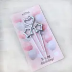 3 Pcs Silver Heart & Star Cake Candle Set