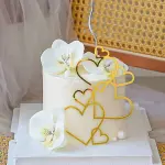 1 PCS Love Heart Cake Topper Valentine's Day Acrylic Heart Cake topper