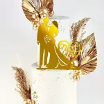 1pc Large Golden Acrylic Wedding Cake Topper For Valentine's Day Party,Christmas