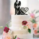 3pcs/Set Black Wedding Design Cake Topper For Wedding Party Cake Decoration