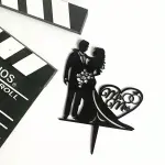 3pcs/Set Black Wedding Design Cake Topper For Wedding Party Cake Decoration