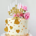 1set Vintage Candle Holder With Candles For Birthday Cake Baking Decoration
