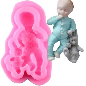 3D Baby Boy holding toy silicone mould
