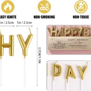Gold Happy Birthday Letter Cake Candle