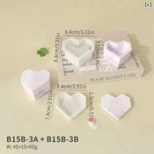 heart shape storage box with lid silicone mould (small size )