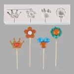 4 Cavity Crown Flower Hat Shape Silicone Fondant Lollipop Mold