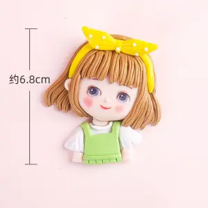 Cute Girl with Yellow Bow Resin Cake Toys