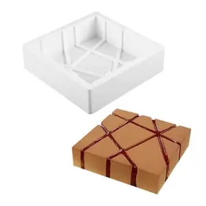 Square geometry lined shape Entremet Silicone mould