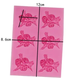 3 rose flower silicone mould