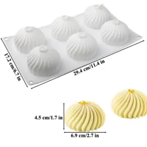 6 Cavity Sphere Spiral Mousse Silicone Mould