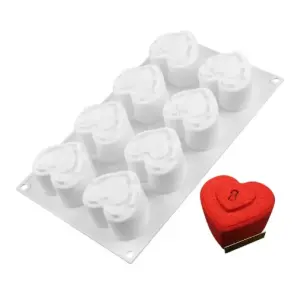 3D 8 Cavity Double Heart Silicone Entremet Mould
