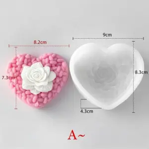 VALENTINE’S DAY HEART WOVEN LOVE ROSE CANDLE Chocolate MOULD Style 3